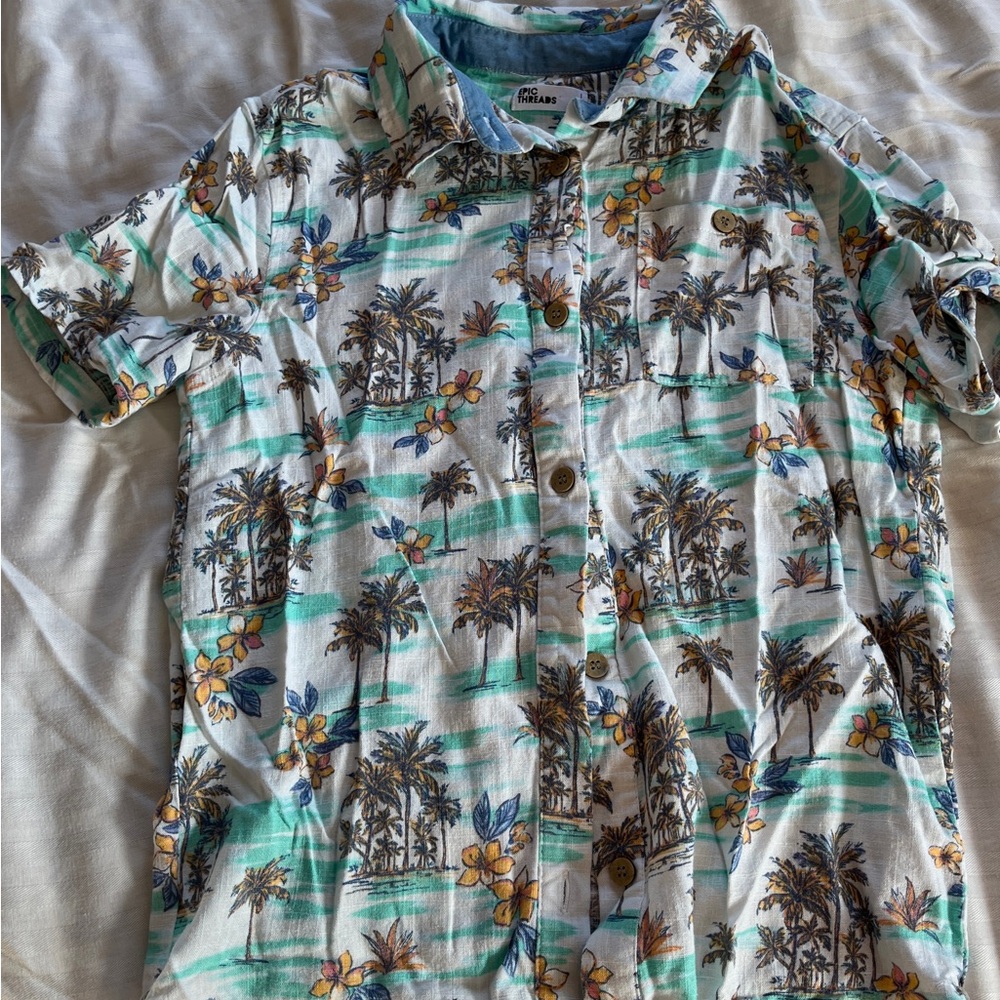 Epic Threads Palm Tree Print Casual Shirt